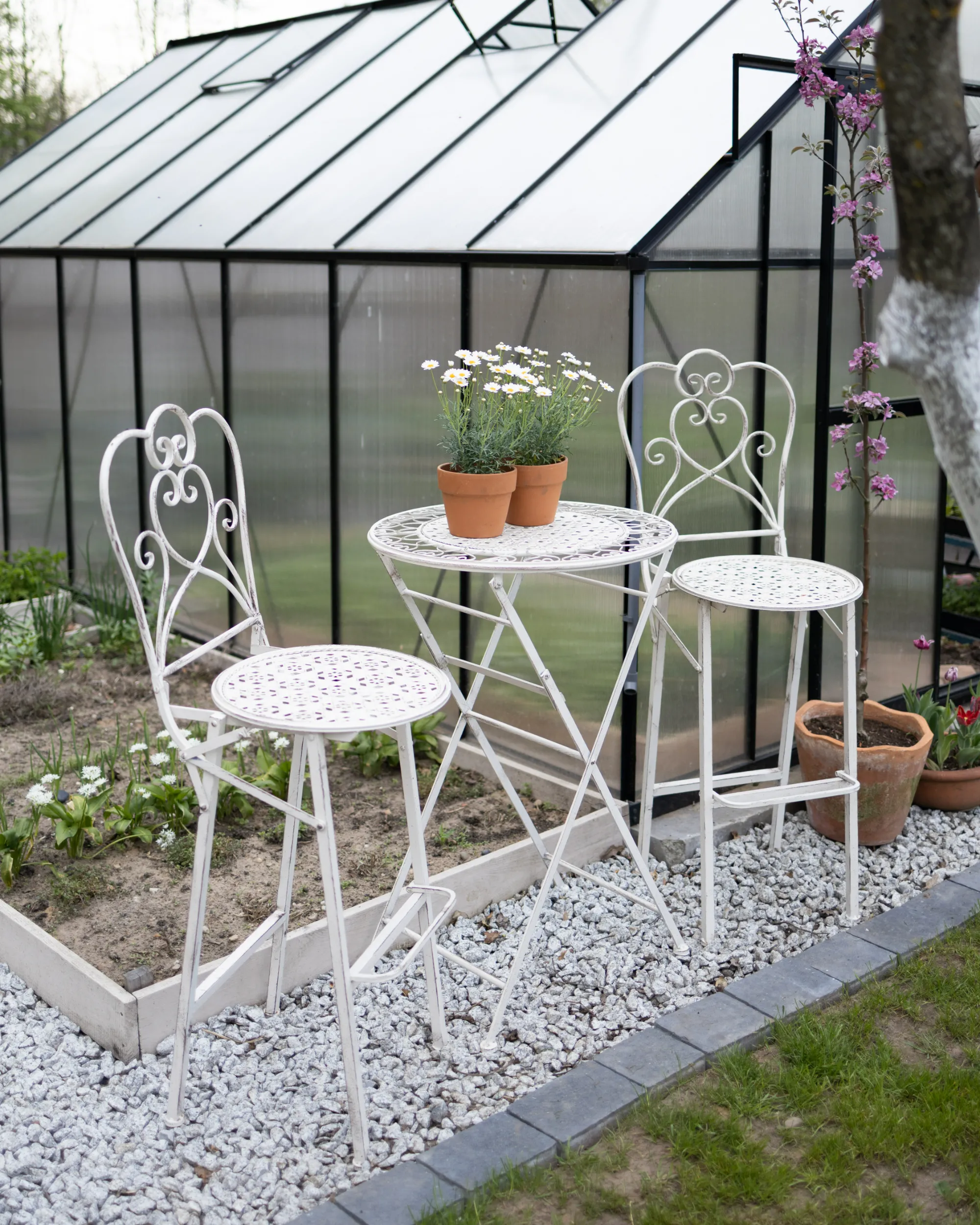 Set van 2 tuinbarkrukken TRIESTE inklapbaar Metaal Lichtbeige