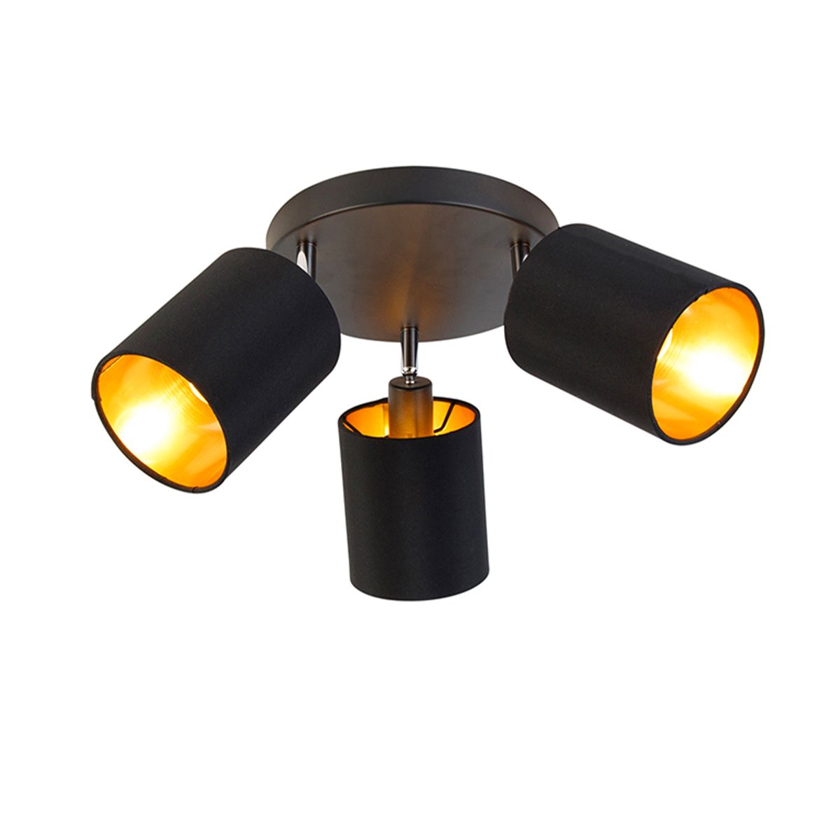 Moderne spot zwart met gouden binnenkant 3-lichts - Lofty