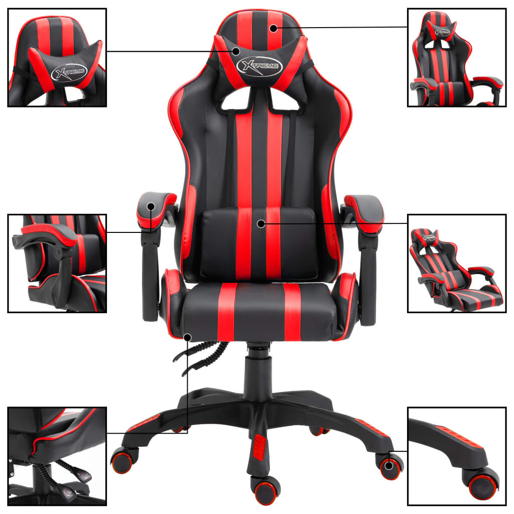 vidaXL Gaming stoel, rood, kunstleer