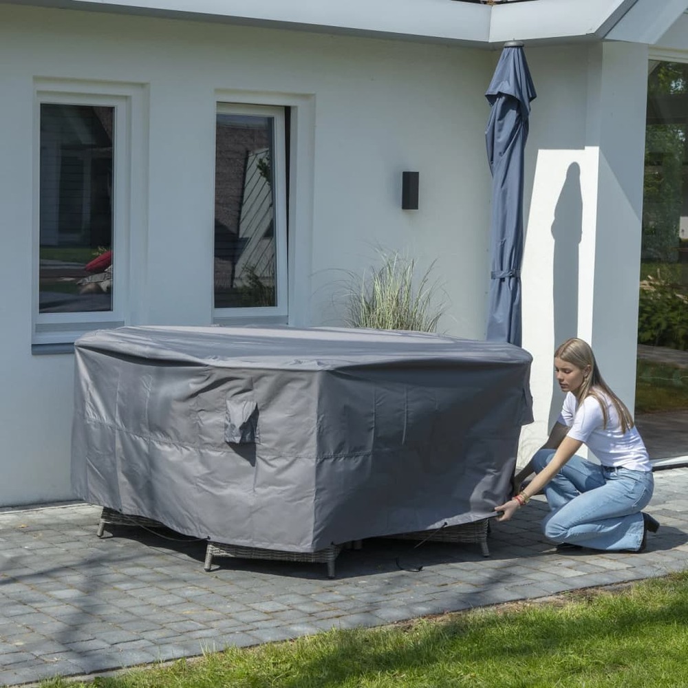 Housse de meubles d'extérieur rond 200 cm gris