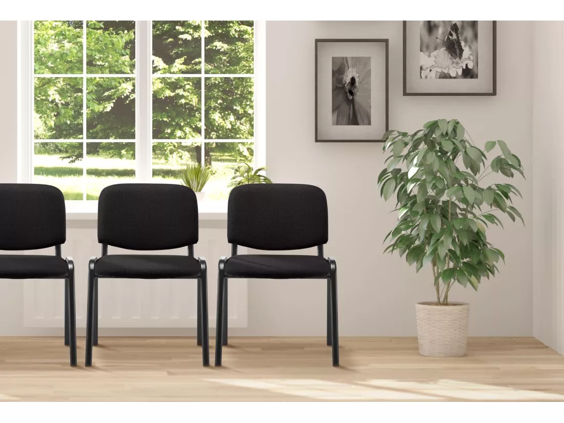 Chaise de conférence - Tissu & Métal noir mat - Noir - Ken