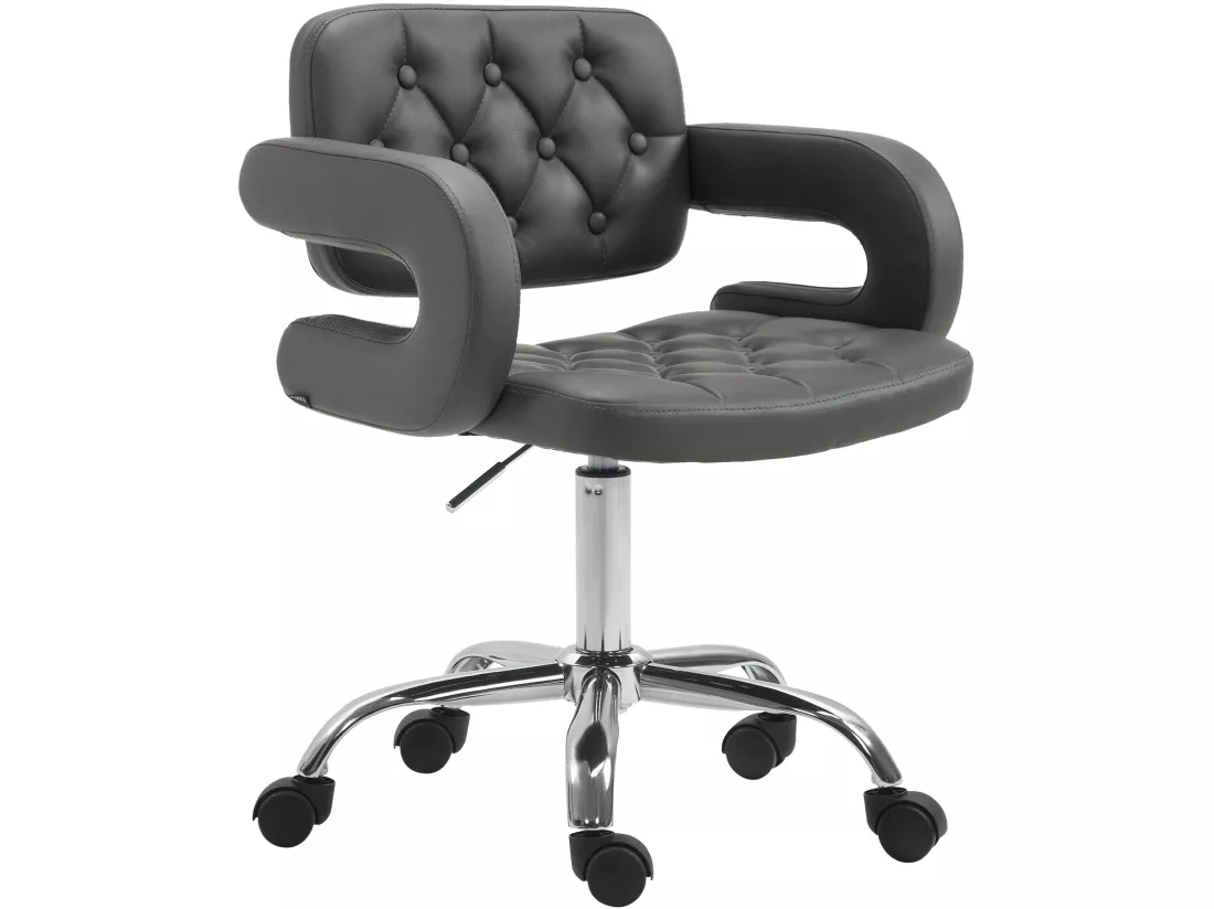 Chaise de bureau - Similicuir & Métal chromé - Gris - Dublin