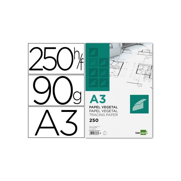LiderPapel 250 Folhas Papel Vegetal DIN A3 90g