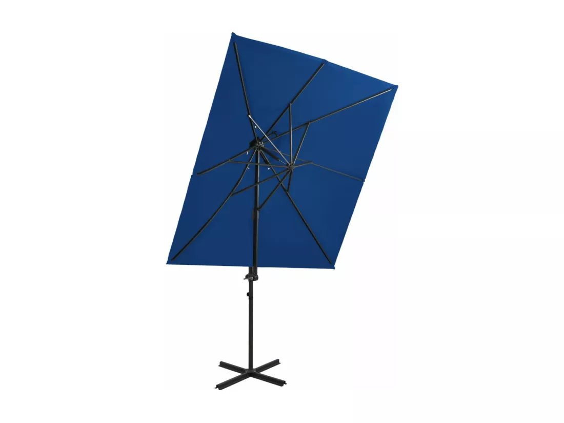 Parasol déporté à double toit Bleu azuré 250x250 cm
