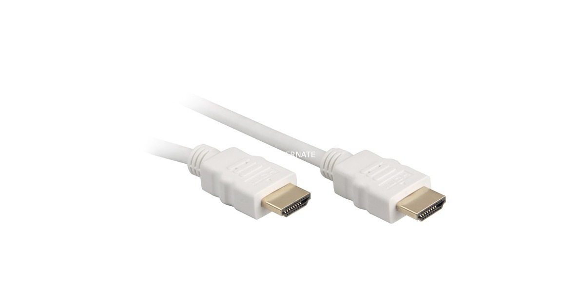 SharkoonHigh Speed HDMI kabel met Ethernet  (Wit, 2 meter, 4K, Verguld)