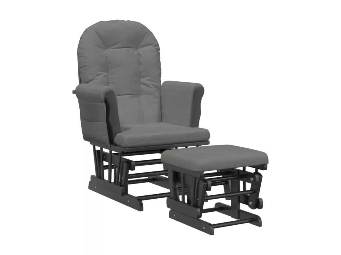 Chaise berçante avec repose-pied Gris foncé Tissu