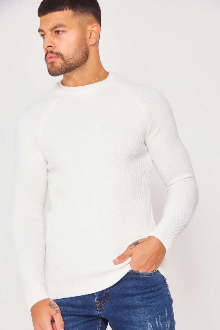 Pull en maille blanc cassé