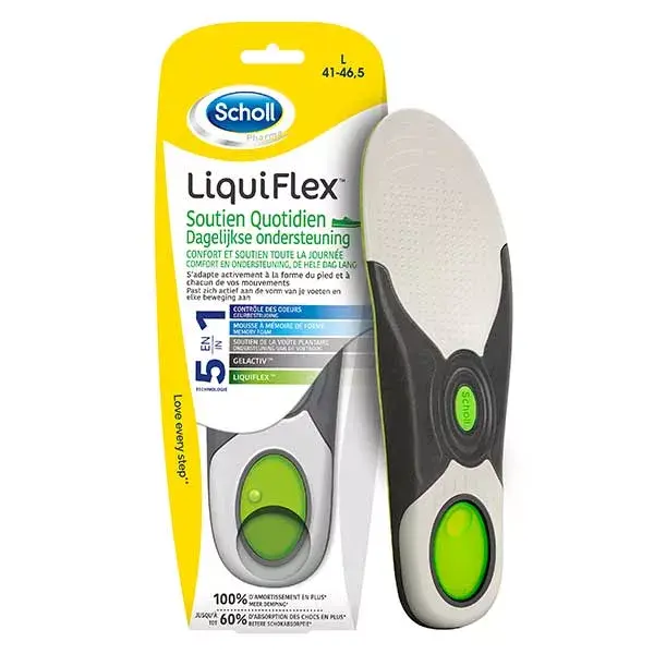 Palmilhas Scholl LiquiFlex para suporte diário em calçados masculinos, tamanhos 41 a 46,5.