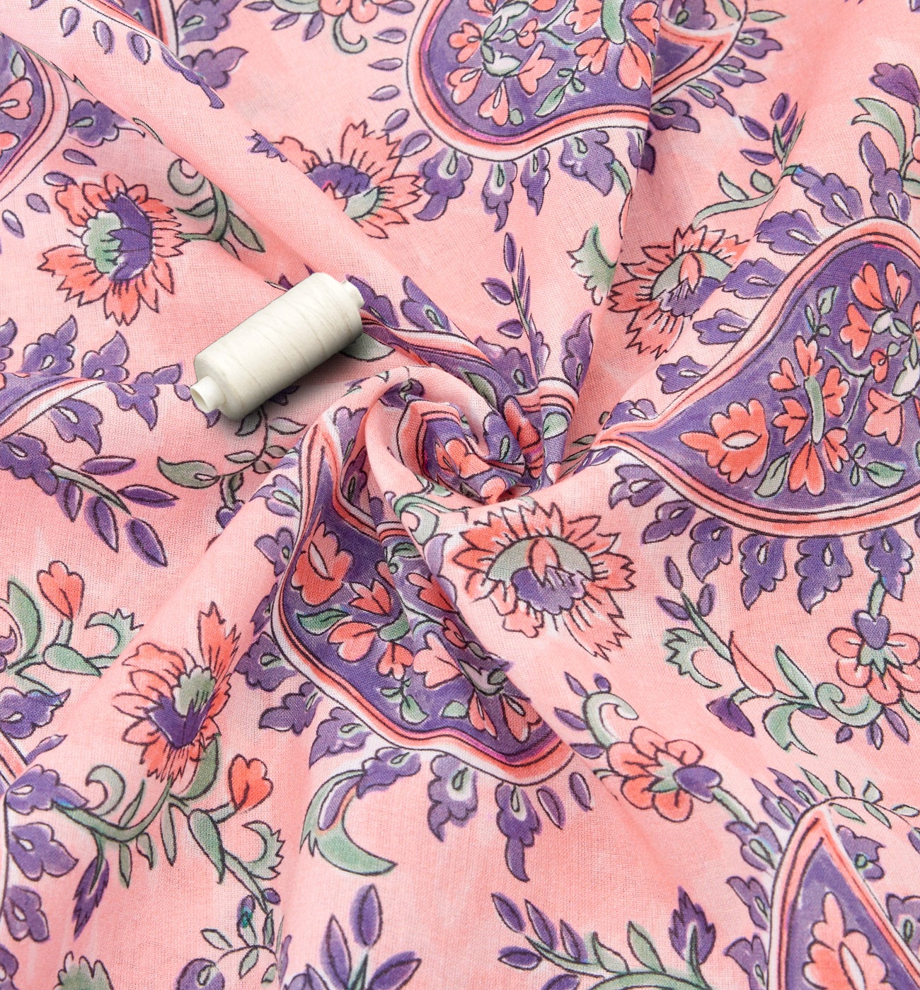 Coupon 2 m en voile de coton - Imprimé rose