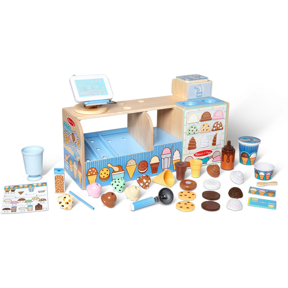 Køb Melissa & Doug Multifarvet Cool Scoops Ice Creamery Wooden Counter