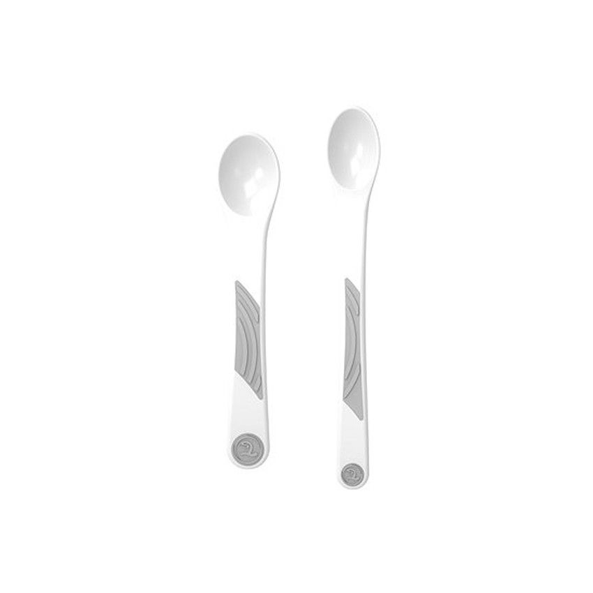 COUVERTS LOT DE 2 CUILLERES D'ALIMENTATION DROITES BLANC-6M+ - Ecru