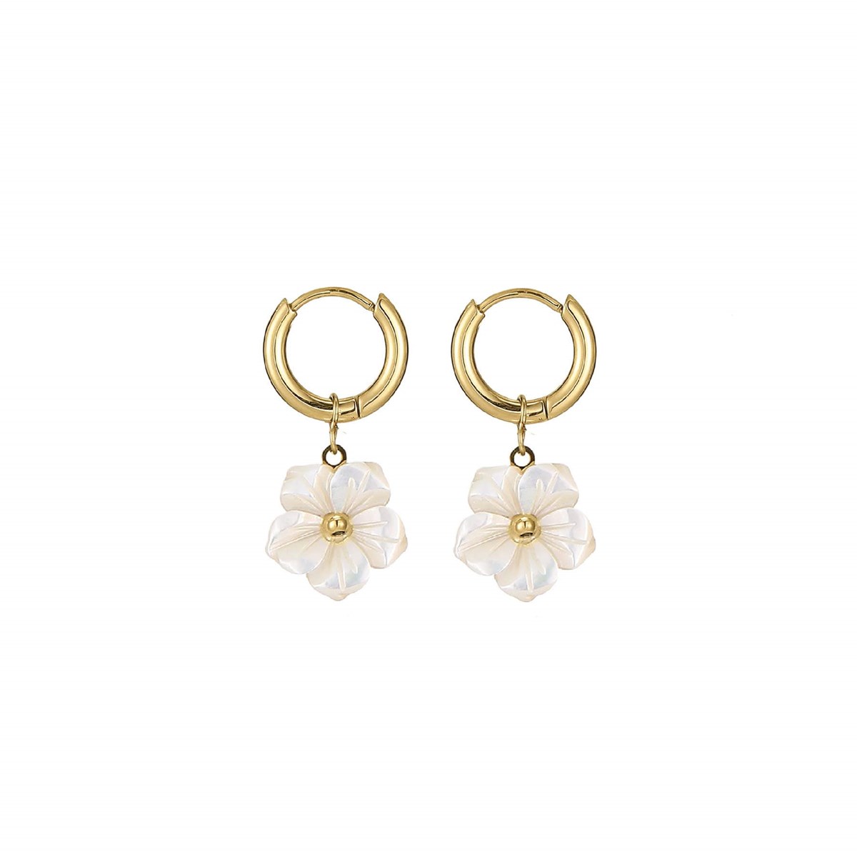 Boucles Fleur nacre acier doré or