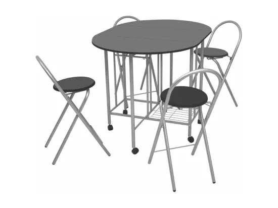 Ensemble de salle à manger pliable 5 pièces MDF noir