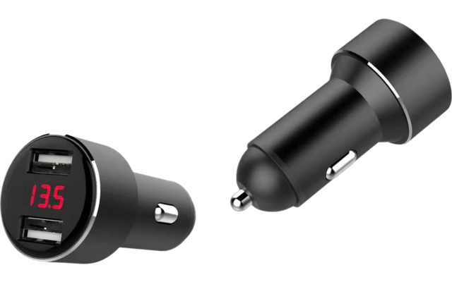 IWH USB Ladeadapter mit 2 USB Ports mit Ladeanzeige für Autos 12/24 V
