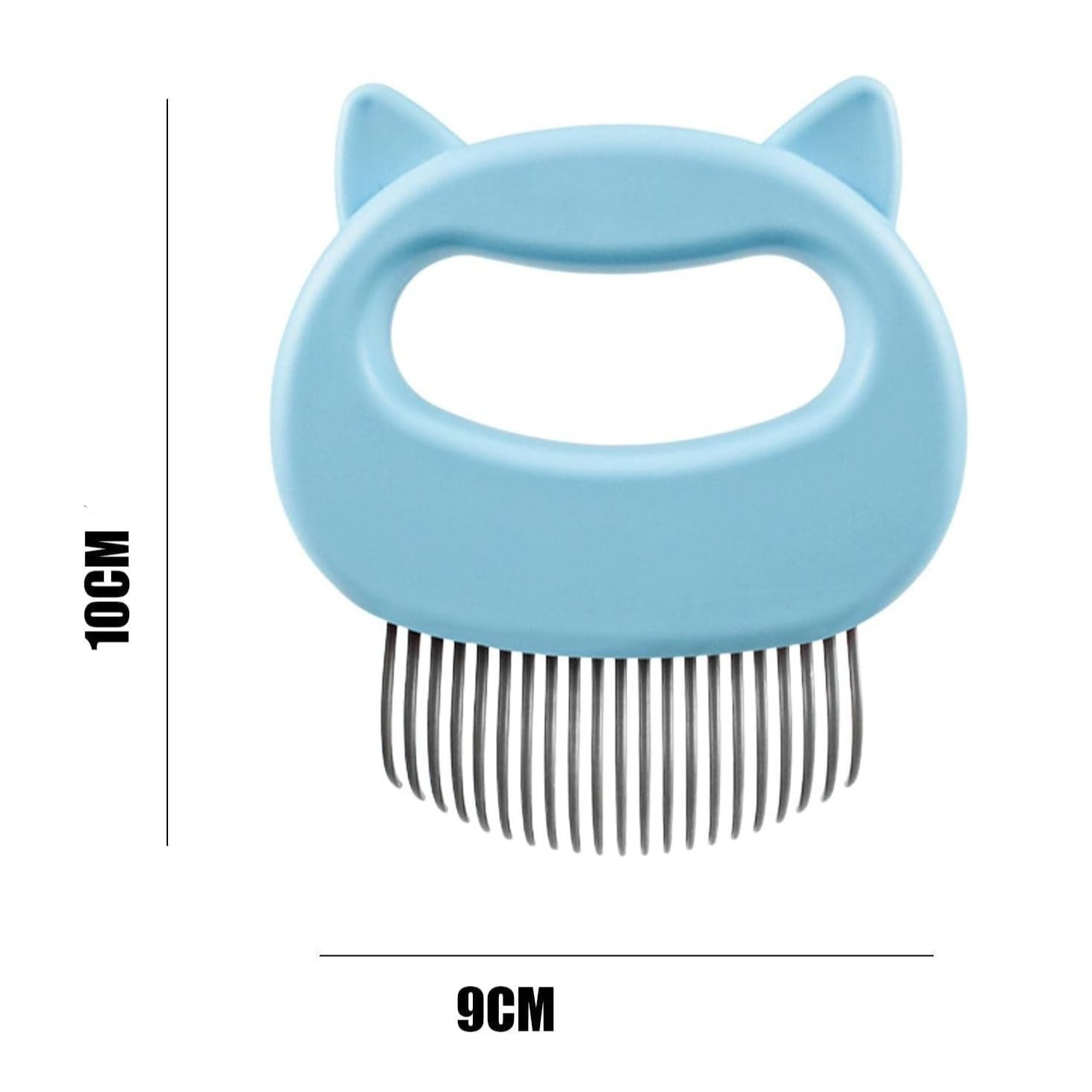 (10x9cm) Tierhaar Kamm für Hunde / Katzen Haustier Fellpflege Bürste im Katzen Design - Blau