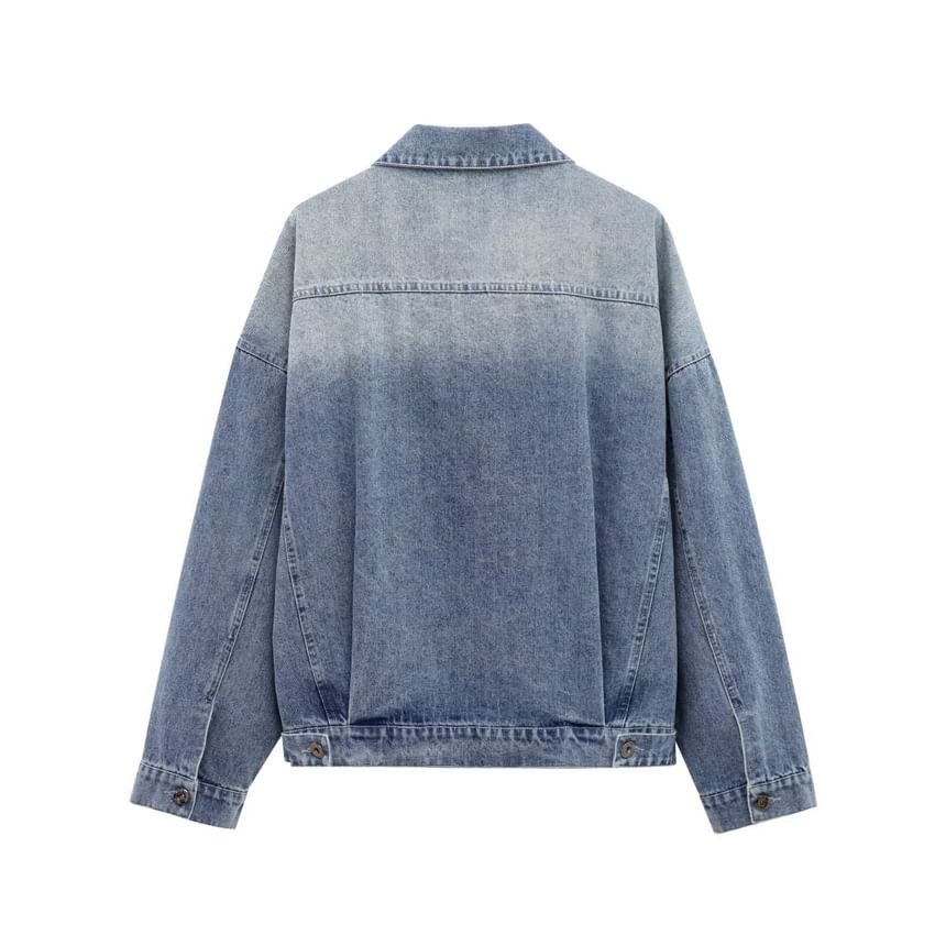 Avauntgardo - Gewassen denim jasje met kraag en knoopjes