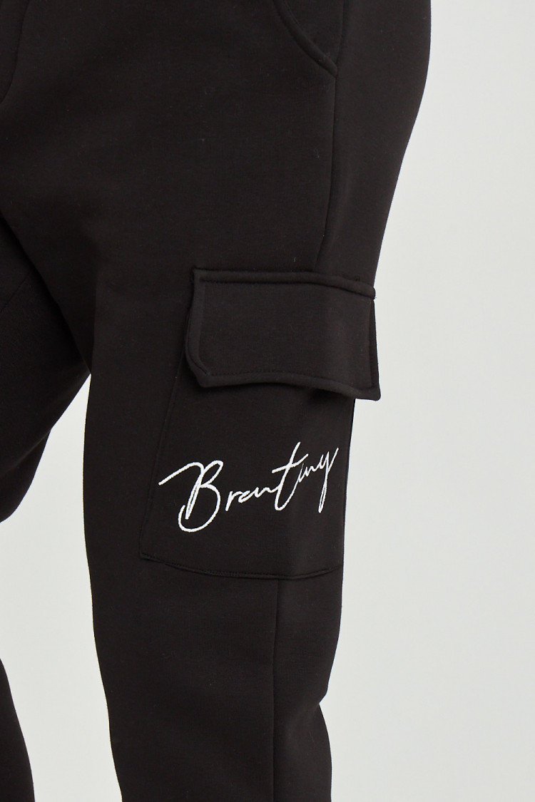 Pantalon de jogging noir poches cargo inscription Brentiny