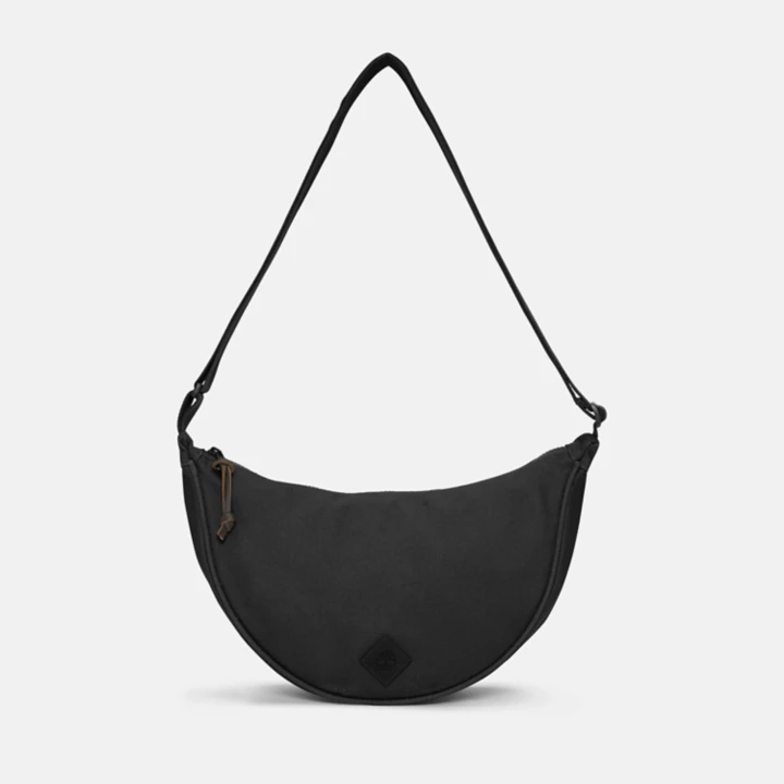 Sac à bandoulière en toile et cuir pour femme en noir