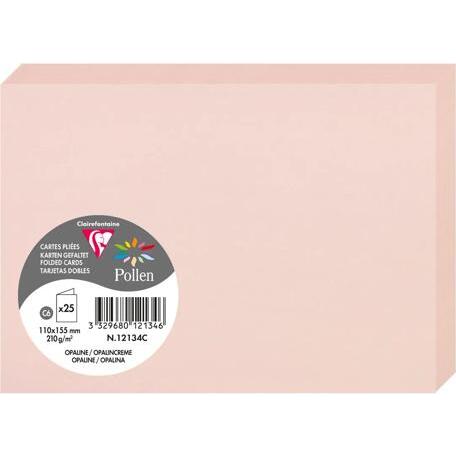 Paquet de 25 cartes pliées Pollen 110x155mm 210g/m2 - Opaline