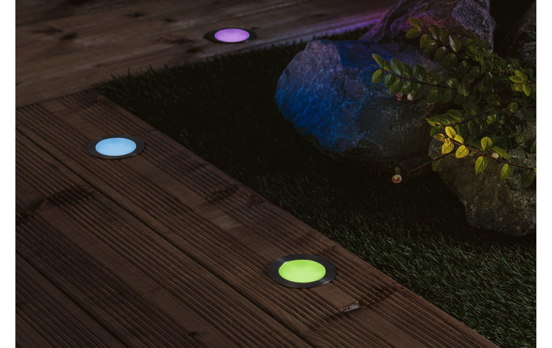 Einbauspot Plug & Shine Floor, RGBW, 2W, EdelstahlLED Bodeneinbauleuchte