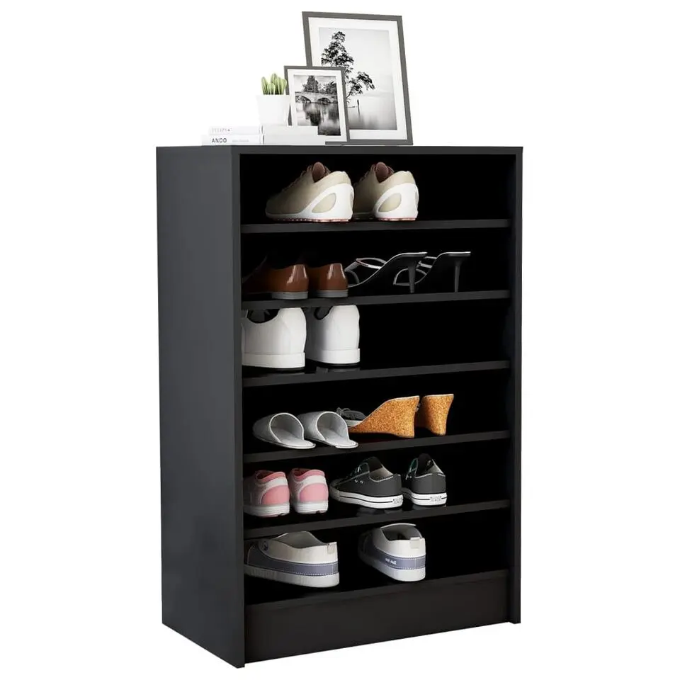 vidaXL - Schoenenkast - Zwart - Bewerkt hout