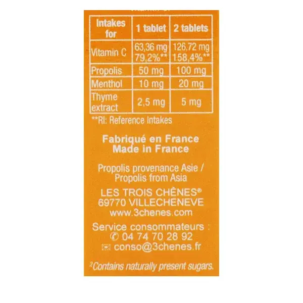 Les 3 Chênes Tonus & Immunité Propolis Défenses Naturelles 40 pastilles à sucer