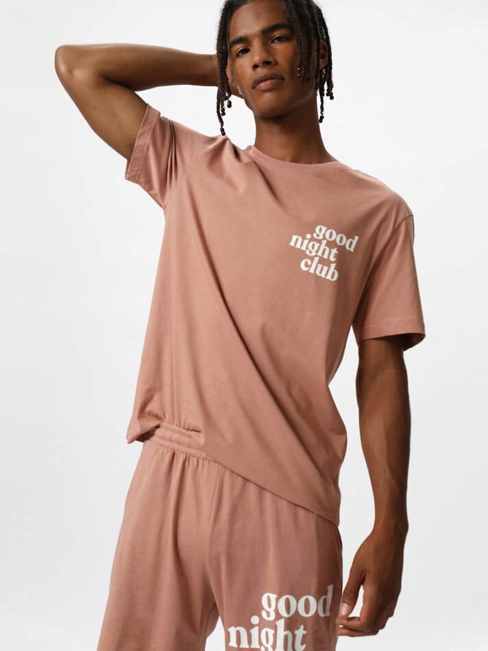Conjunto de pijama curto estampado - Rosa Fluorescente