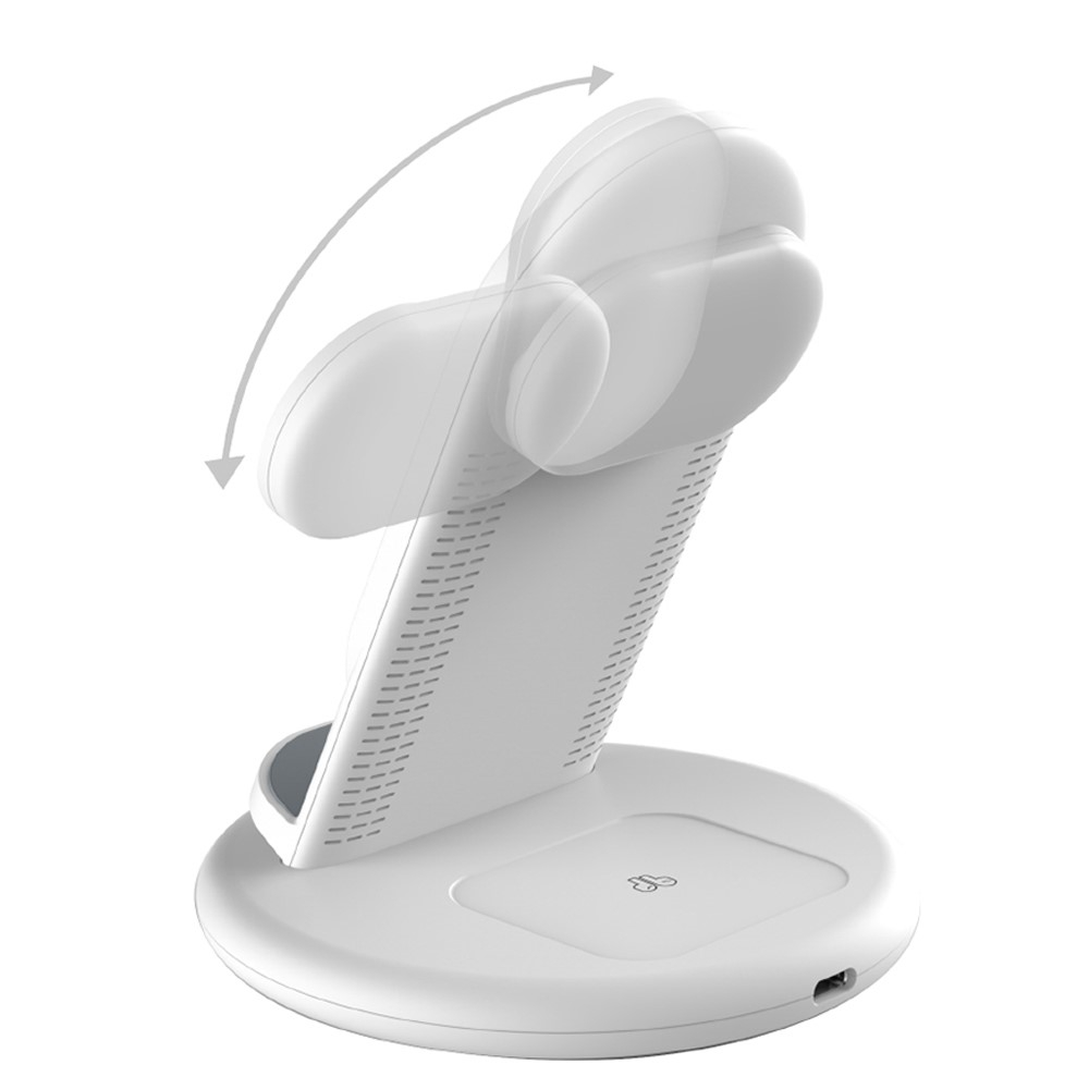 (15W) 3in1 Ladegerät Qi Wireless Charger für Apple iPhone / Apple Airpods / Apple Watch Ladestation - Weiss