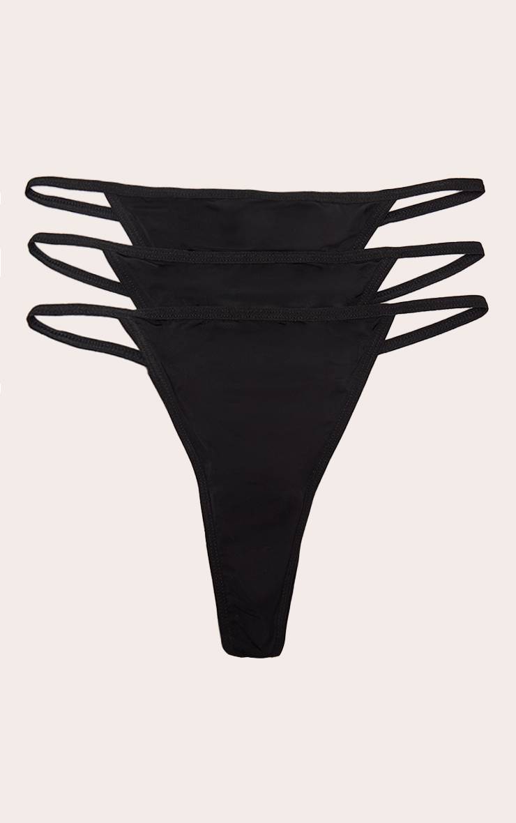 Noir Lot De 3 Tangas En Microfibre