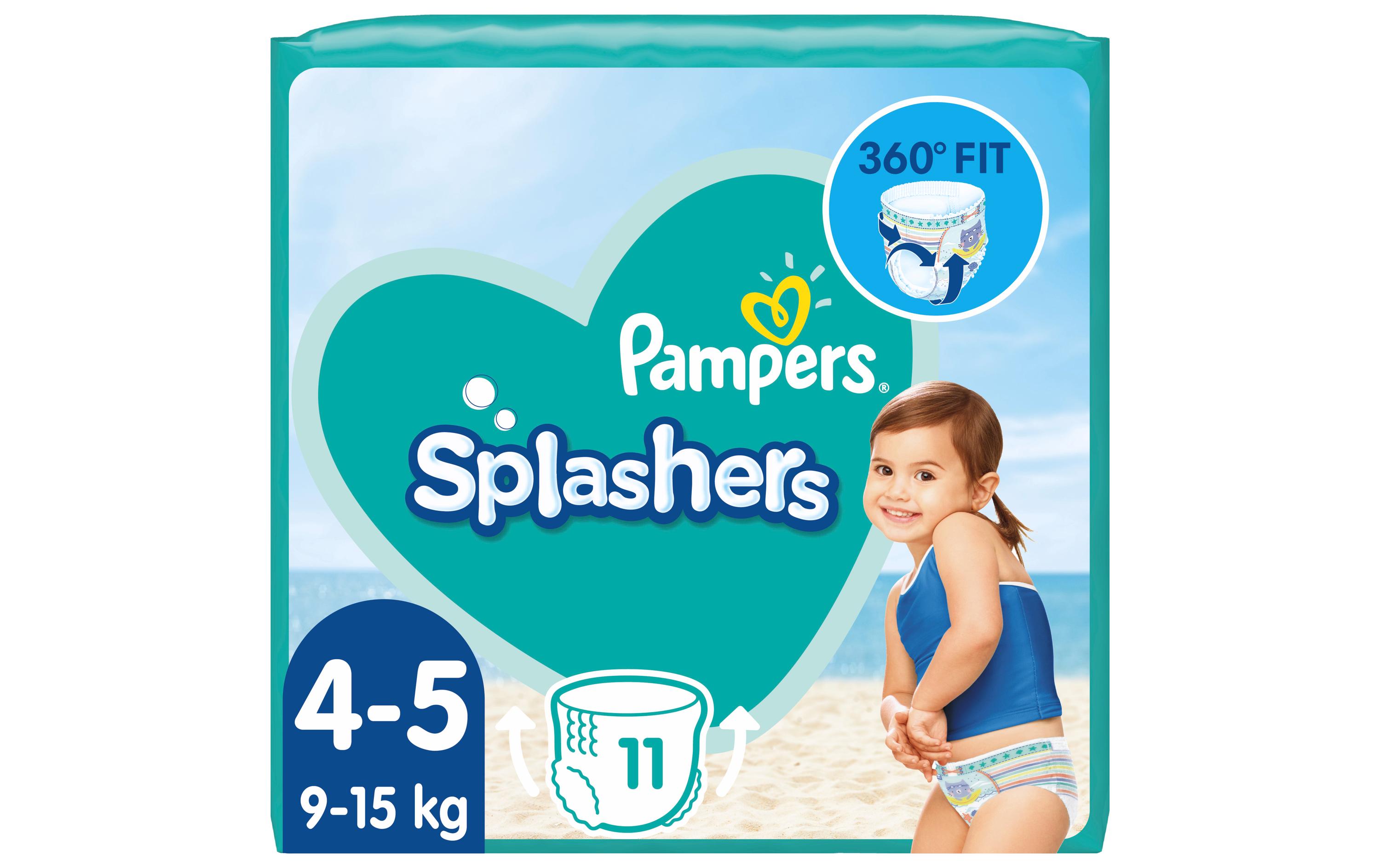 Windeln Splashers Tragepack Grösse 4-5, 11 StückBequeme Badewindeln für Kinder von 9-15 kg, 11 Stück