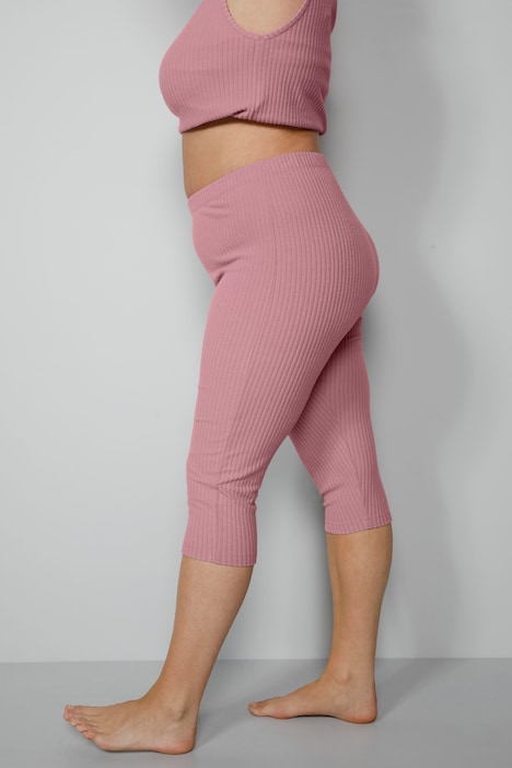 3/4-Leggings, Tight Fit, Rippjersey, Elastikbund