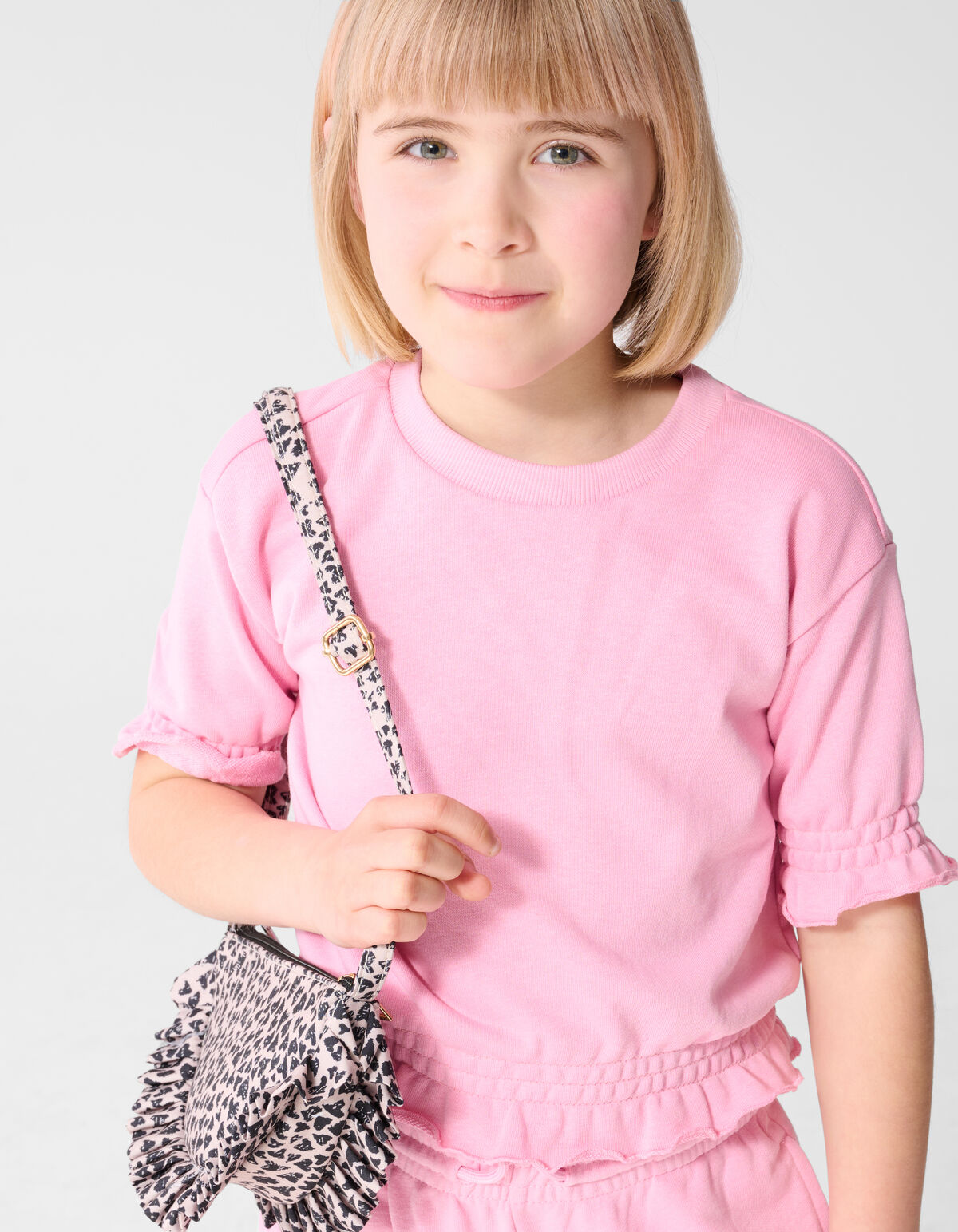 Ruffle Sweat Top Lichtroze