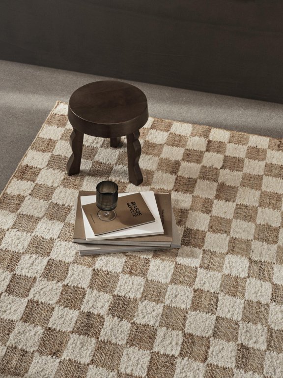 Ferm Living Check vloerkleed 200x300 wol jute Off-white/Natural