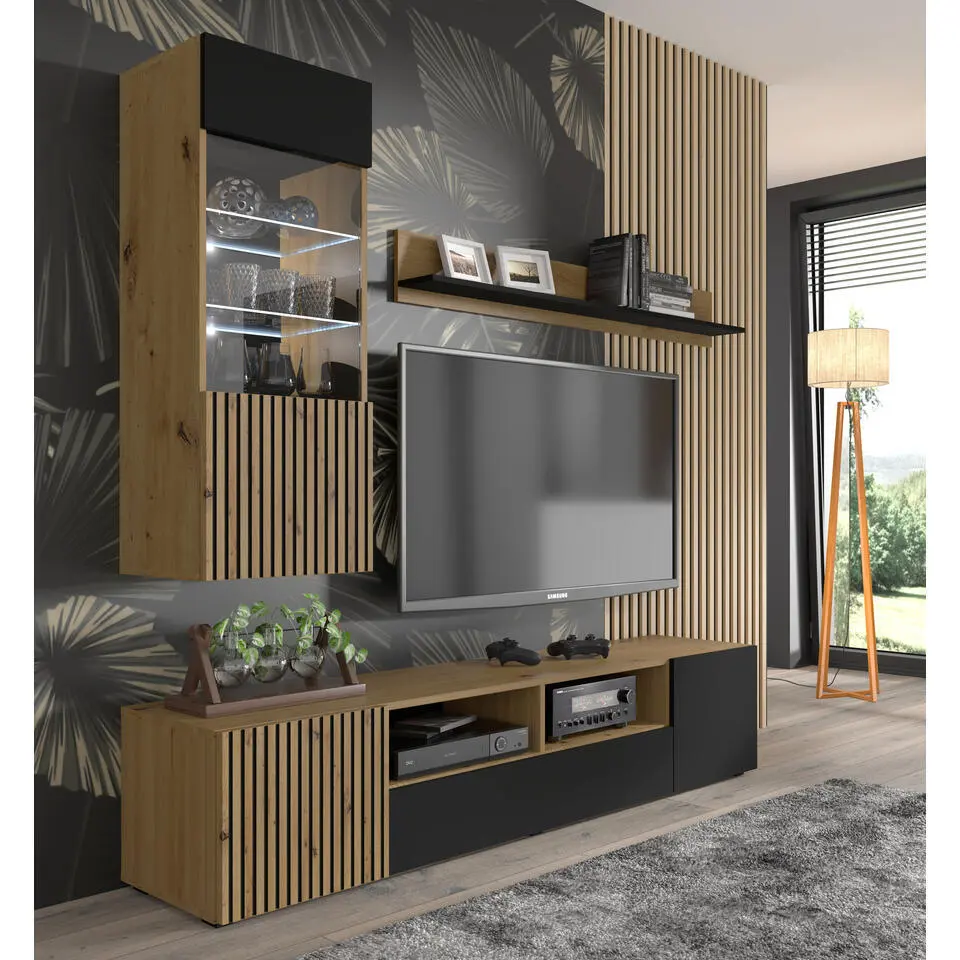 AURIS hangkast 1D artisan eiken / zwart mat