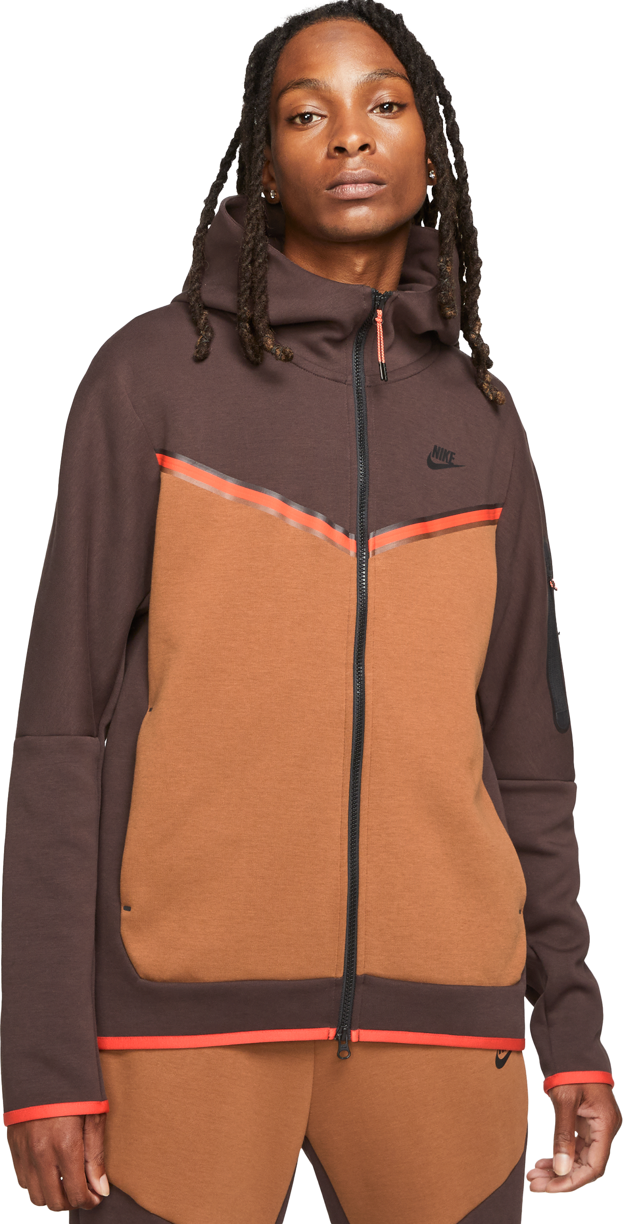 Nike Tech Fleece Windrunner Tall Braun Rot F203