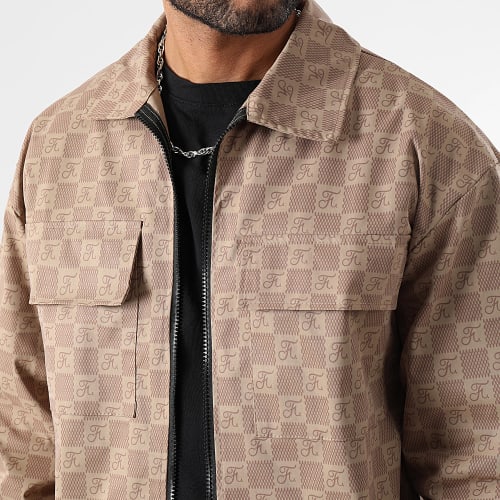Ensemble Veste Zippée Et Pantalon Cargo Damier 0036 Beige