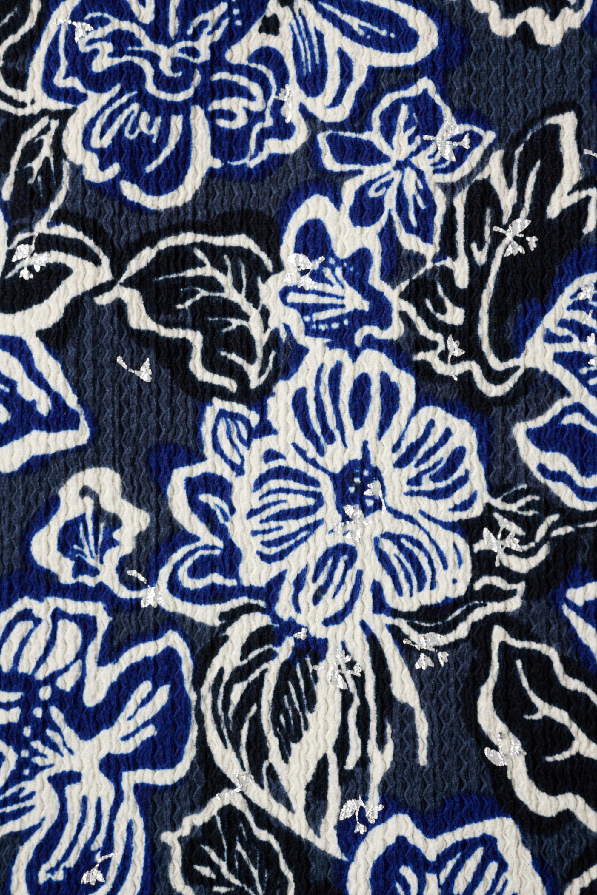 Top met print en stuctuur Multi Kobalt blauw
