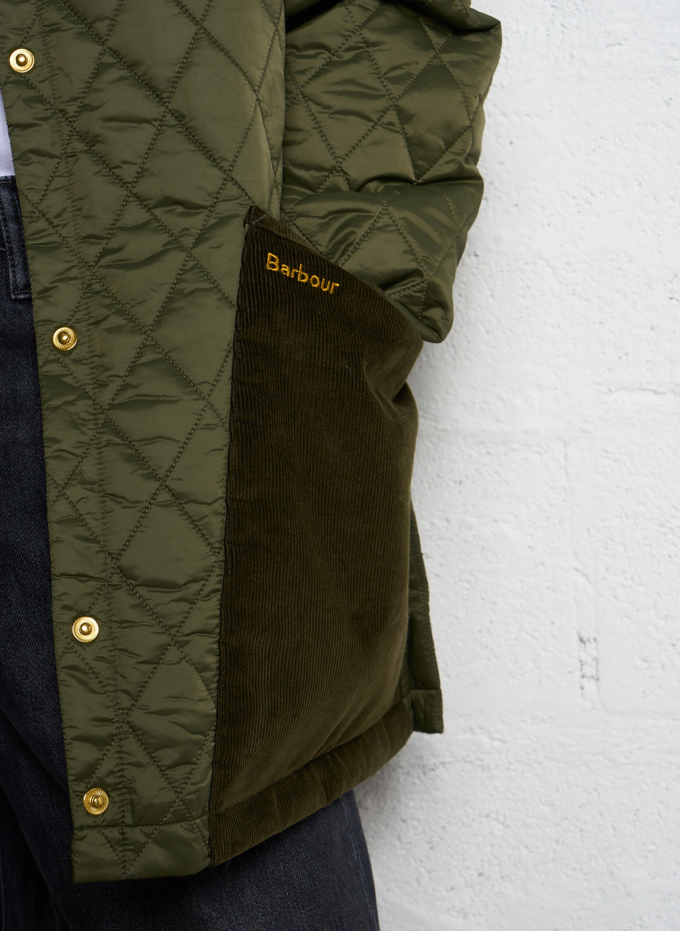 REETH - Manteau col classique droit bi-matière | Kaki