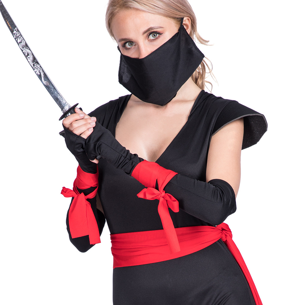 (160-170cm) Fasnachts Erwachsenen Kostüm Ninja Verkleidung für Motto Partys / Halloween - Schwarz / Rot