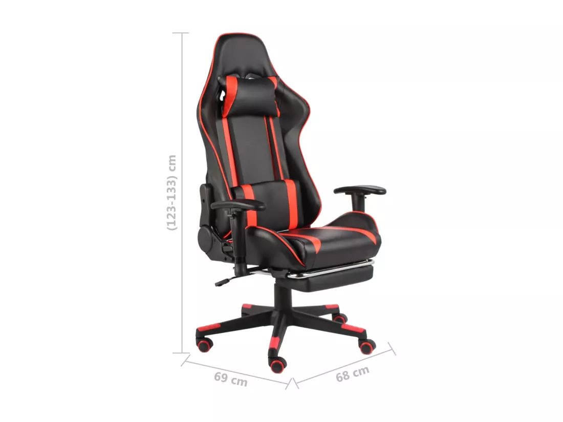 Chaise de jeu pivotante avec repose-pied Rouge PVC