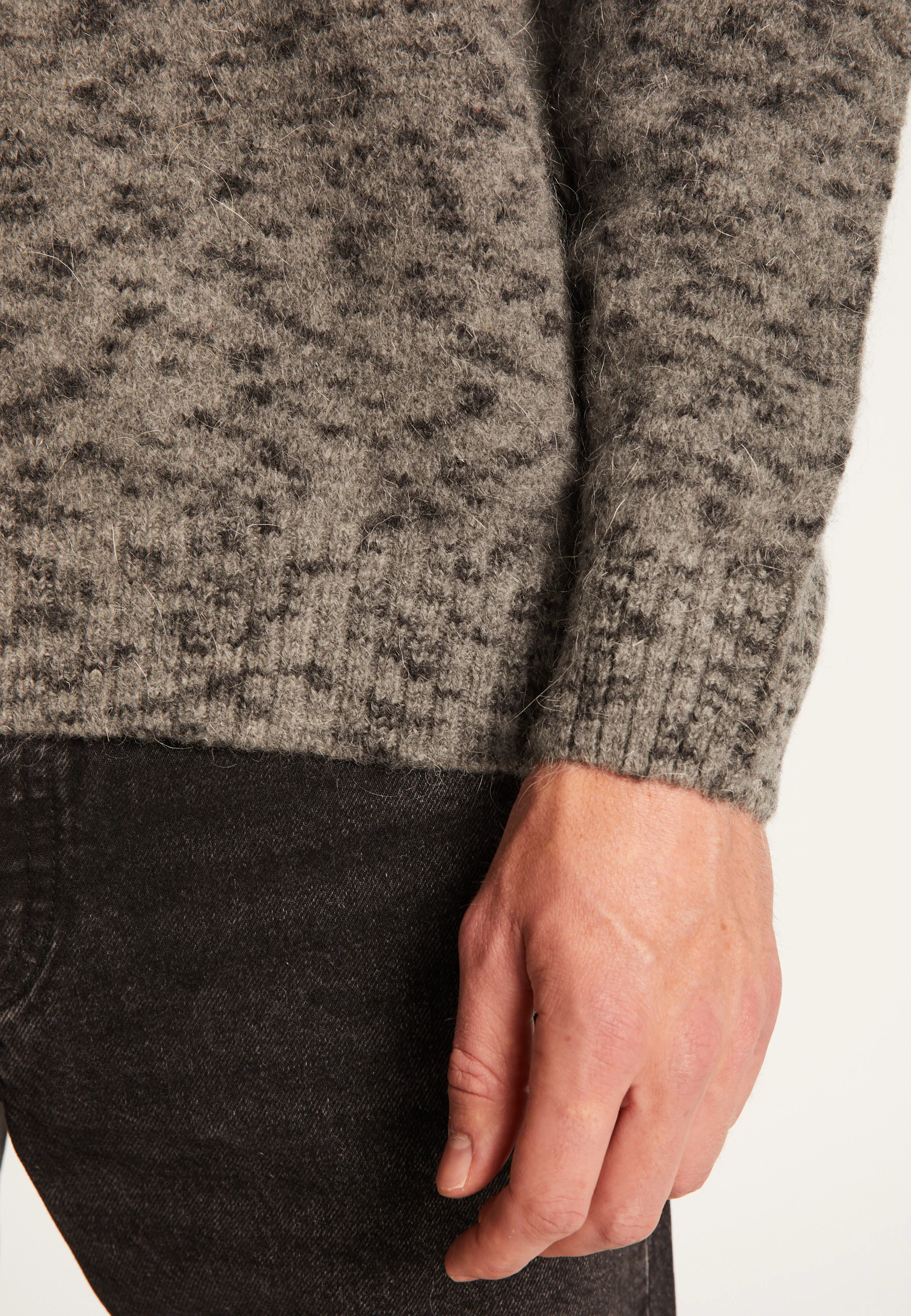 TEXAH24 - Pull col rond en mohair | Gris