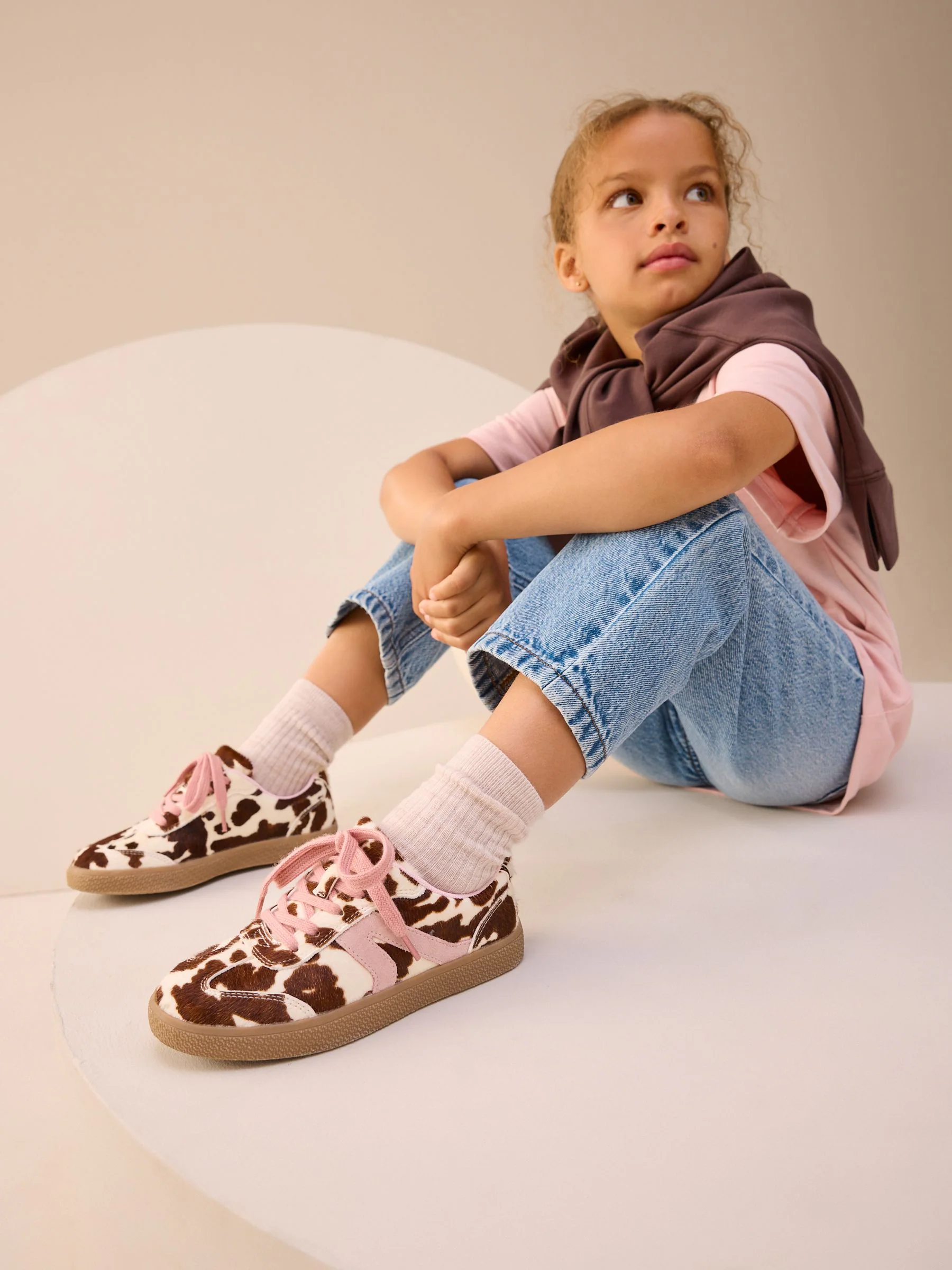 Koeienprint leer - Retrosneaker