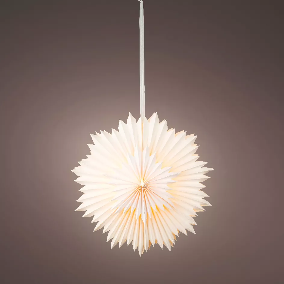 Suspension lumineuse papier LED (D40 cm) Origami Star Blanc chaud