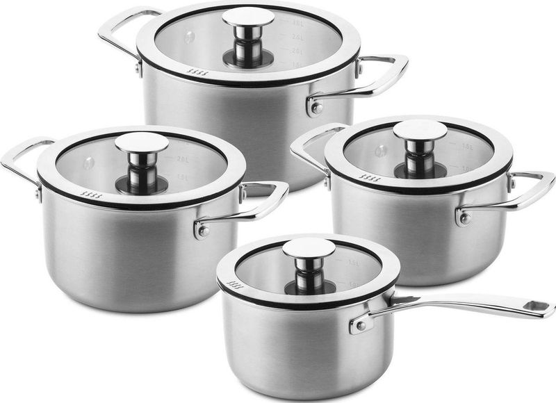 DUCQ Downdraft Pannenset - 4 Delig - Glazen Deksels