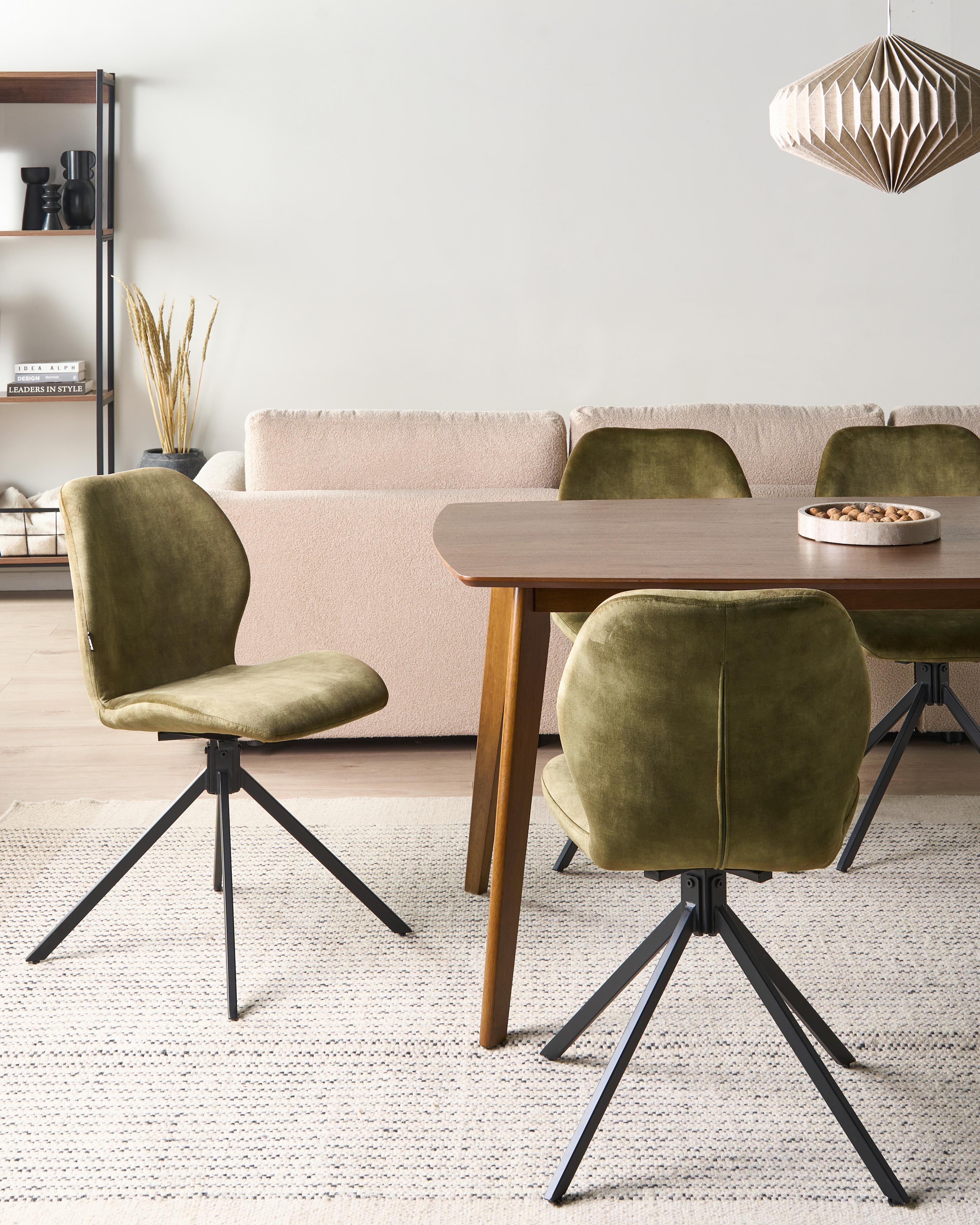 Set van 4 eetkamerstoelen draaibaar MORRISON Fluweel Groen