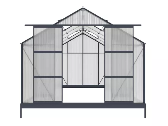 Serre de Jardin en polycarbonate de 13 m² avec embase - Anthracite - KALIDA