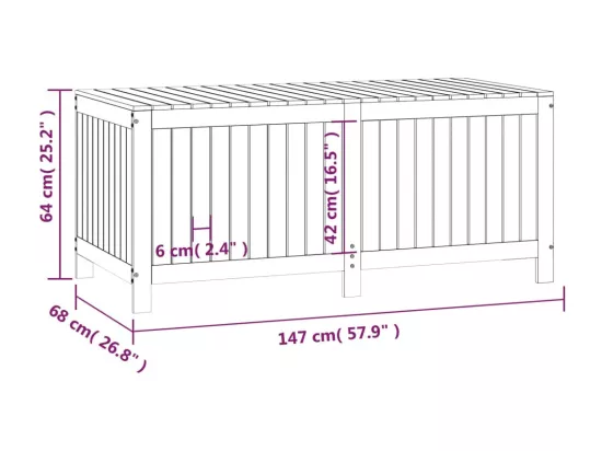 Boîte de rangement de jardin 147x68x64 cm Bois massif de pin
