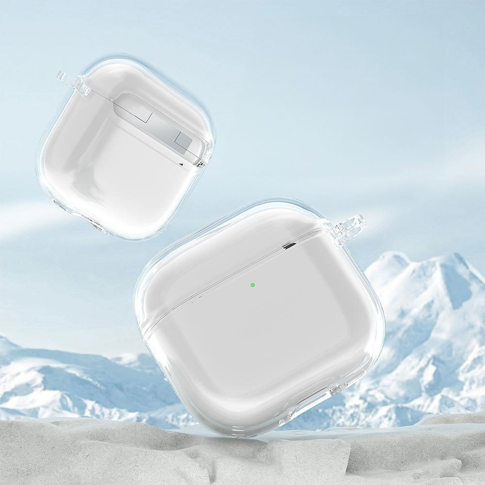 AirPods 4 Gummi Schutzhülle Abdeckung mit Karabinerhaken - Transparent