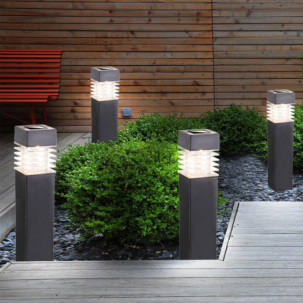 LED Solarlampen, IP44, grau, H 38,5cm, 4er Set