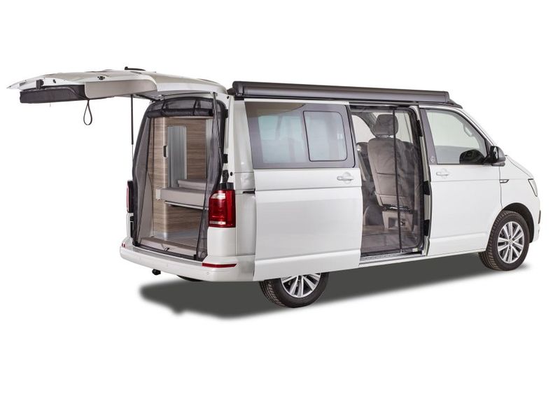 Van Quito Schiebetürenmoskitonetz, fine-mesh, lang Schiebetürenmoskitonetz Reissverschluss für VW Caddy V Maxi / Ford Connect